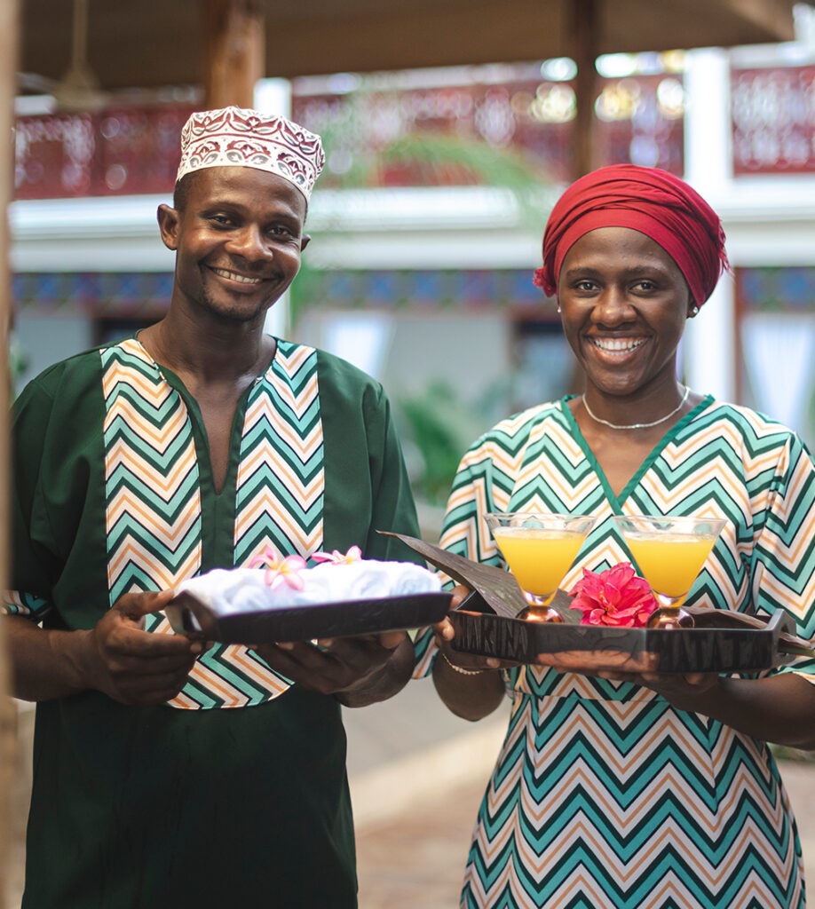 Halal drinks and hospitality at Tasneem Hotel in Jambiani, Zanzibar - welcoming Muslim guests with traditional service