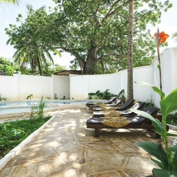 Separate swimming pools for men and women at Tasneem Hotel, Jambiani, Zanzibar, ensuring privacy for Muslim guests